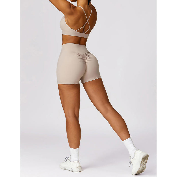 Buddha Stones Gym Sports Yoga Backless Bra Crop Tank Top Breathable Shorts - image 20