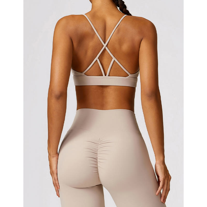 Buddha Stones Gym Sports Yoga Backless Bra Crop Tank Top Breathable Shorts - image 30