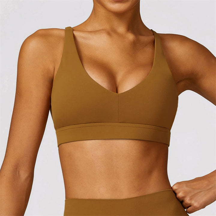 Buddha Stones Gym Sports Yoga Backless Bra Crop Tank Top Breathable Shorts - Brown - Top - US8-10，UK/AU12-14，EU40-42 (XL) - image 46