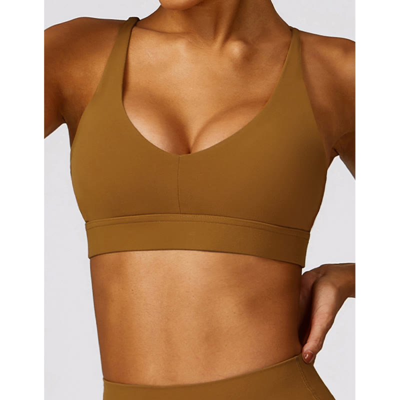 Buddha Stones Gym Sports Yoga Backless Bra Crop Tank Top Breathable Shorts - image 47