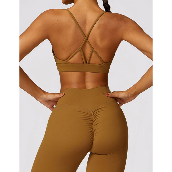 Buddha Stones Gym Sports Yoga Backless Bra Crop Tank Top Breathable Shorts - image 50