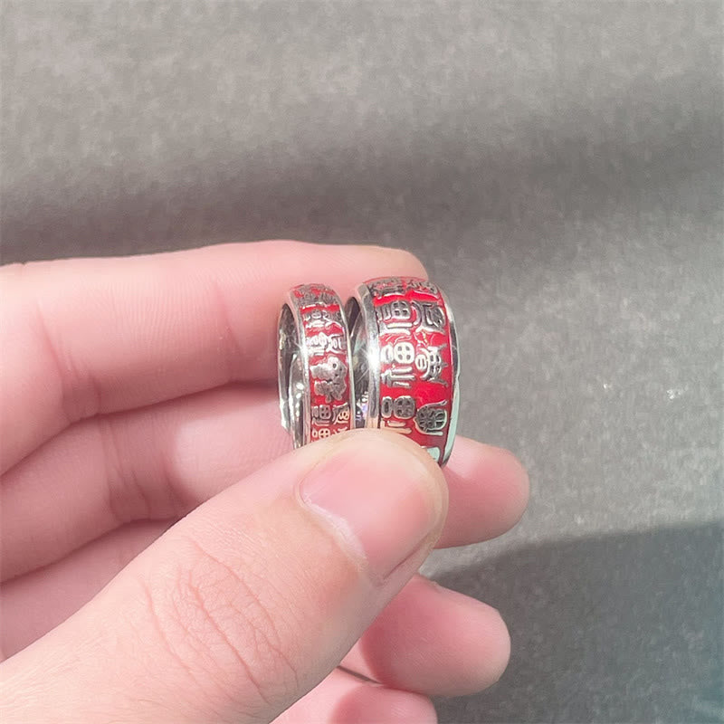 Buddha Stones Fu Character Design Fortune Luck Copper Adjustable Ring - image 5