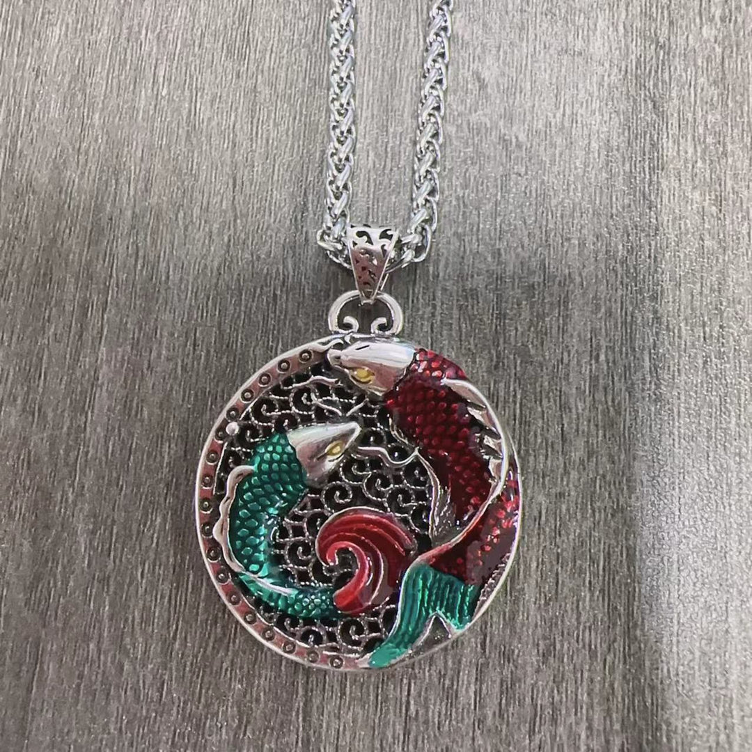 Buddha Stones Tibetan Copper Koi Fish Healing Necklace - Necklace-With Keel Chain(Necklace length: 60cm) - image 5