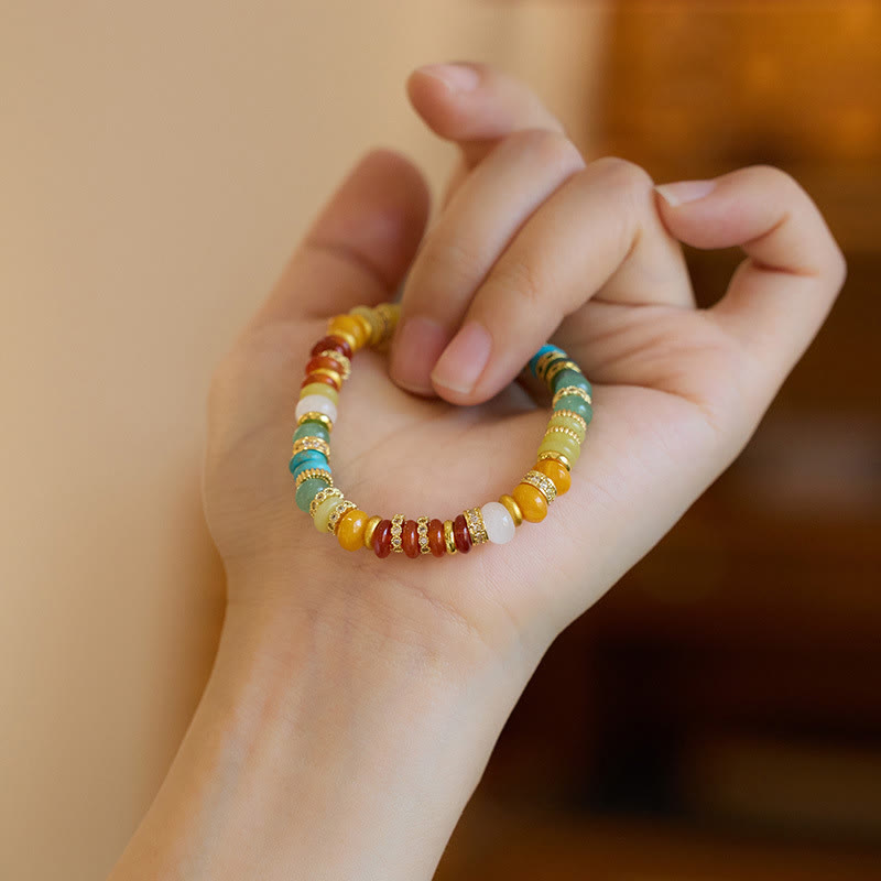 Buddha Stones Natural Red Agate Jade Rainbow Confidence Bracelet - image 5