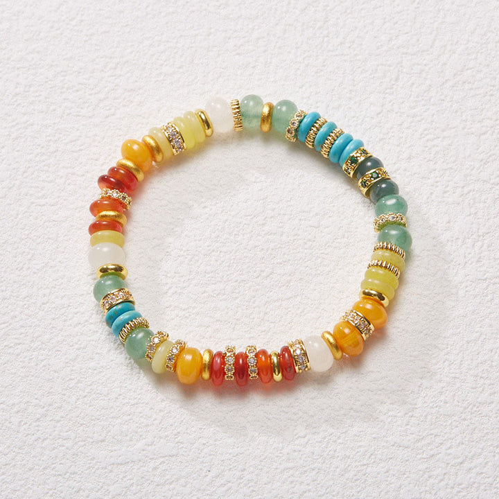Buddha Stones Natural Red Agate Jade Rainbow Confidence Bracelet - Rainbow Jade Bracelet (Wrist Circumference 14-15cm) - image 0