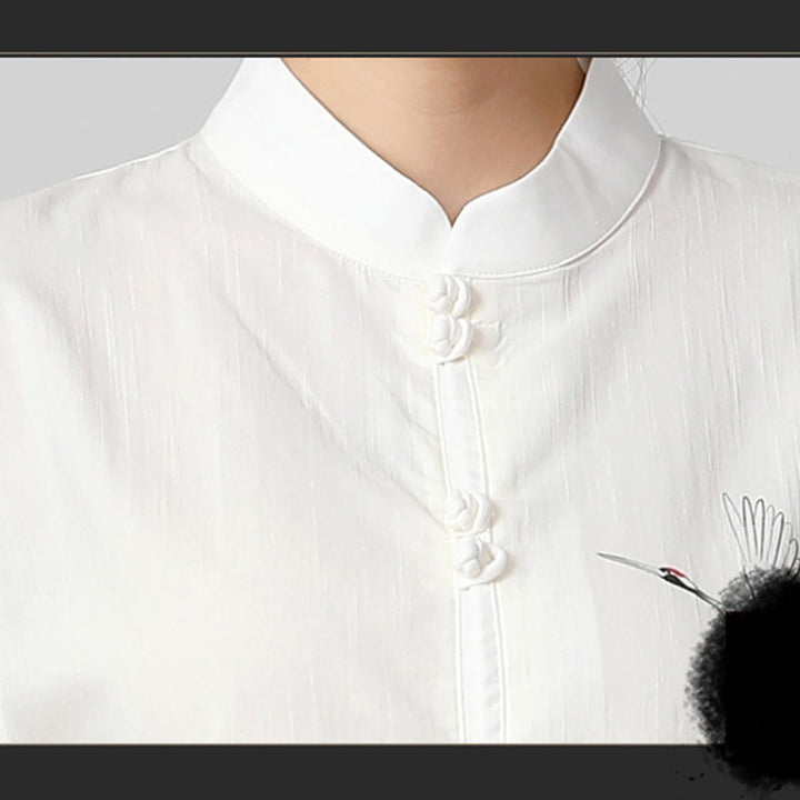 Buddha Stones White Crane Sea Cotton Linen Meditation Prayer Spiritual Zen Tai Chi Qigong Practice Clothing Set - image 9