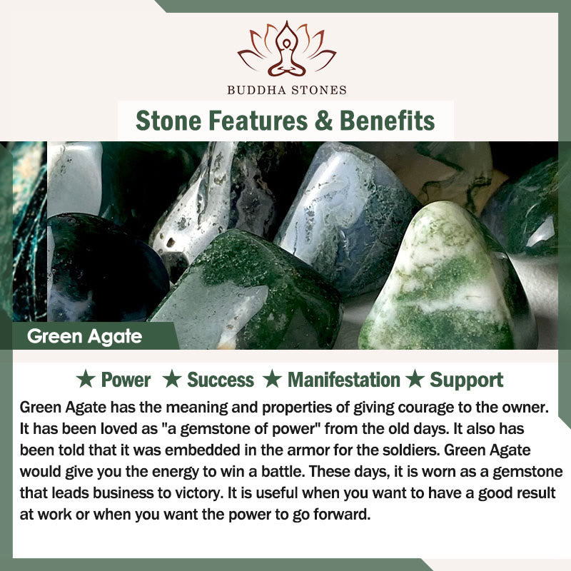 Buddha Stones Green Agate Ingot Fu Character Relaxation Hope Bracelet - image 5