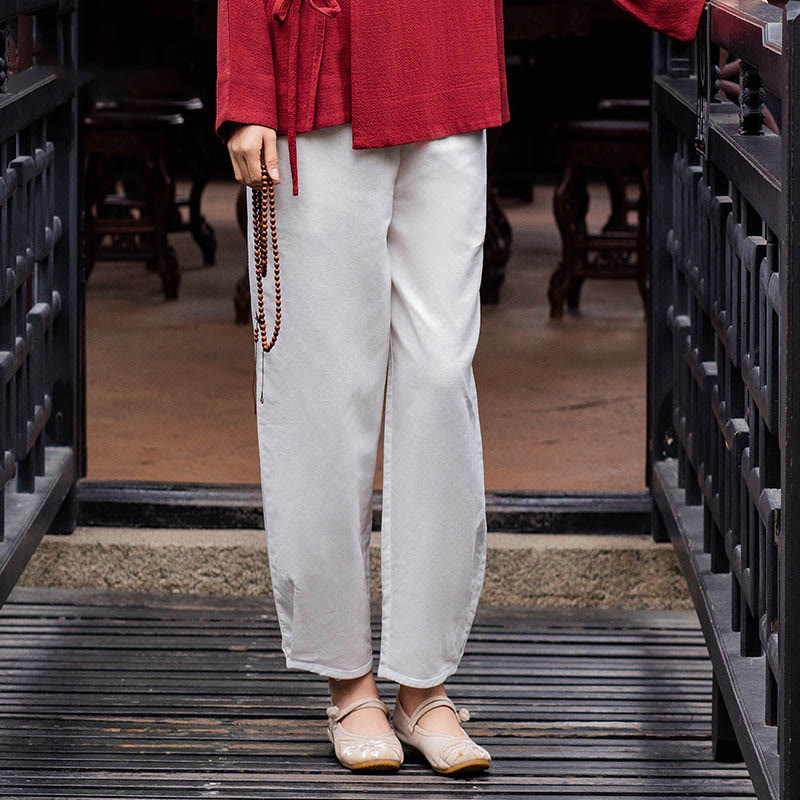 Buddha Stones Long Sleeve Jacket Shirt Top Wide Leg Pants Zen Tai Chi Yoga Meditation Clothing - White(Pants Only) - US8-10，UK/AU12-14，EU40-42 (XL) - image 12