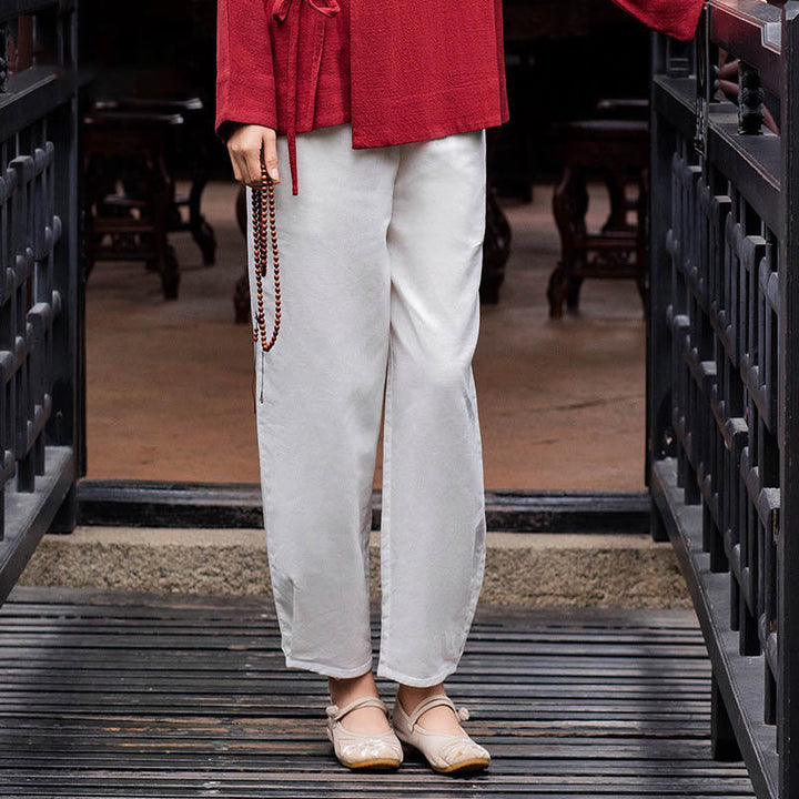 Buddha Stones Long Sleeve Jacket Shirt Top Wide Leg Pants Zen Tai Chi Yoga Meditation Clothing - White(Pants Only) - US8-10，UK/AU12-14，EU40-42 (XL) - image 12