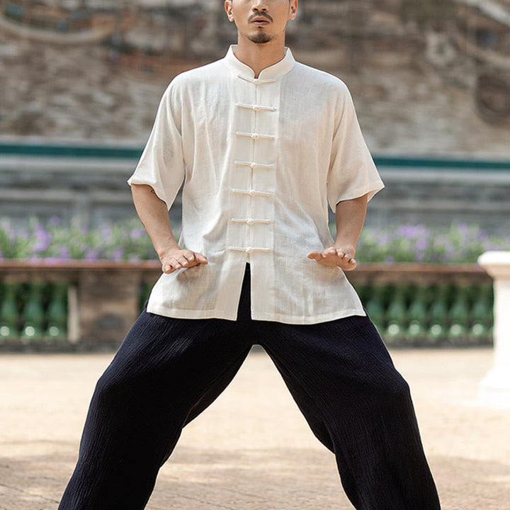 Buddha Stones Solid Color Frog-Button Meditation Prayer Spiritual Zen Tai Chi Qigong Practice Unisex Clothing Set - image 11