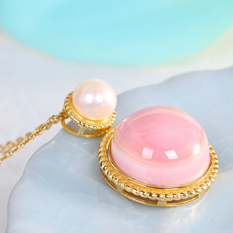 Buddha Stones 925 Sterling Silver Queen Conch Shell Pearl Luck Blessing Earrings Necklace Pendant Jewelry Set - image 4