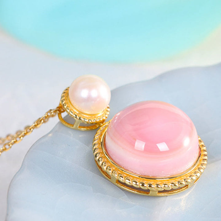 Buddha Stones 925 Sterling Silver Queen Conch Shell Pearl Luck Blessing Earrings Necklace Pendant Jewelry Set - image 4