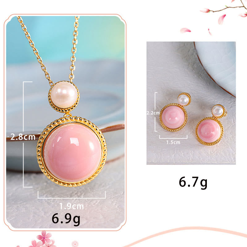 Buddha Stones 925 Sterling Silver Queen Conch Shell Pearl Luck Blessing Earrings Necklace Pendant Jewelry Set - image 6
