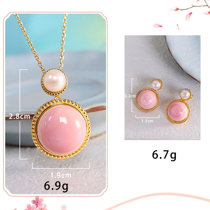 Buddha Stones 925 Sterling Silver Queen Conch Shell Pearl Luck Blessing Earrings Necklace Pendant Jewelry Set - image 6