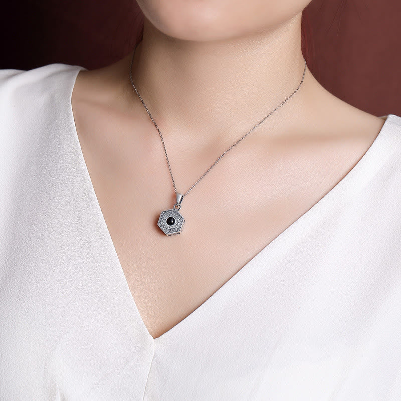 Buddha Stones 990 Sterling Silver Tibetan Om Mani Padme Hum Lotus Love Projection Necklace Pendant - image 7