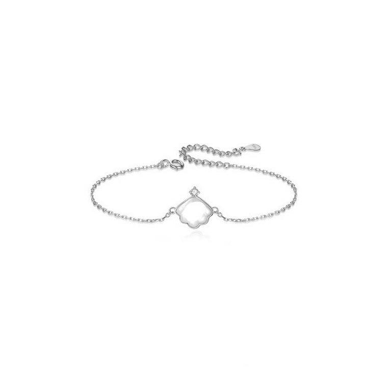 Buddha Stones 925 Sterling Silver Tridacna Stone Shell Blessing Necklace Pendant Bracelet Earrings Jewelry Set - Silver - Bracelet(Wrist Circumference 14-17cm) - image 9
