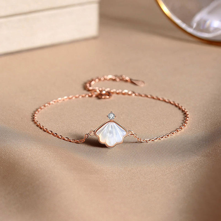 Buddha Stones 925 Sterling Silver Tridacna Stone Shell Blessing Necklace Pendant Bracelet Earrings Jewelry Set - Rose Gold - Bracelet(Wrist Circumference 14-17cm) - image 4