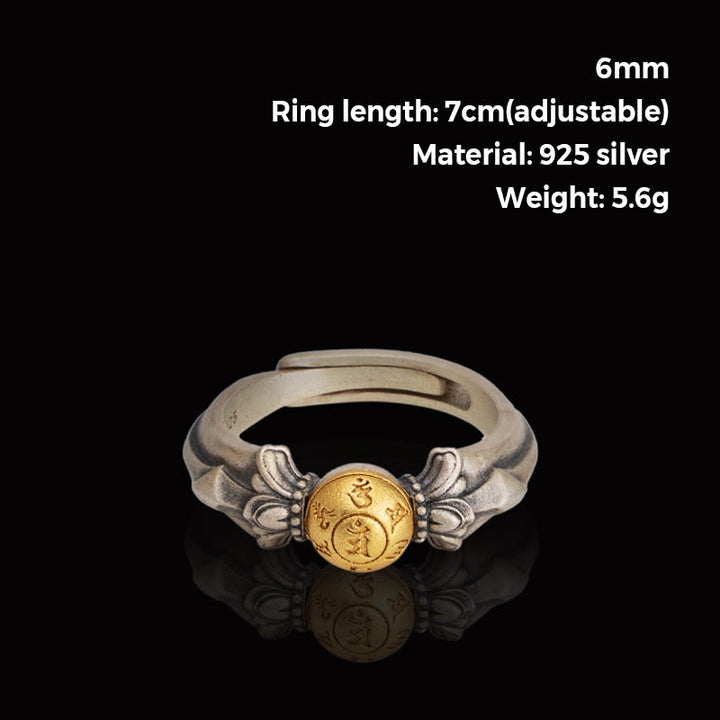 Buddha Stones 925 Sterling Silver Manjusri Mantra Om Mani Padme Hum Peace Adjustable Ring - image 6