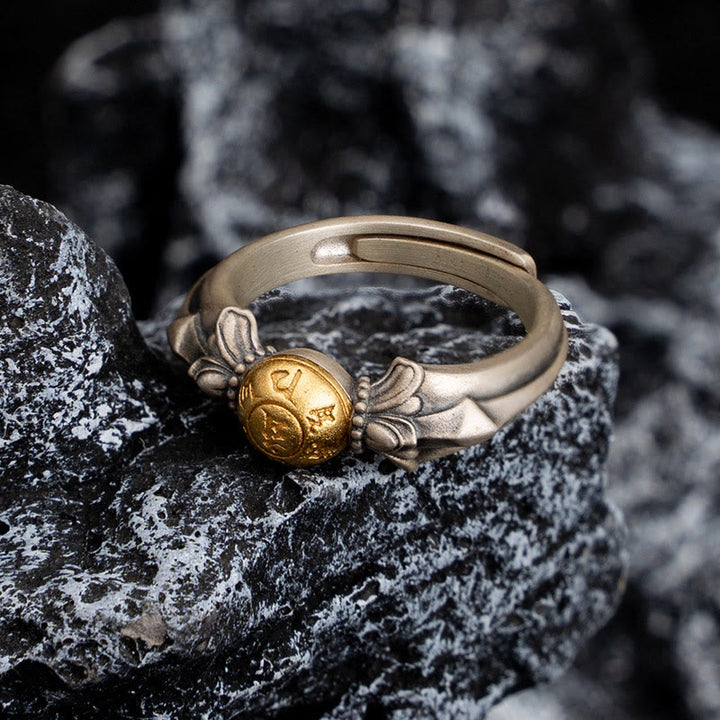 Buddha Stones 925 Sterling Silver Manjusri Mantra Om Mani Padme Hum Peace Adjustable Ring - image 2