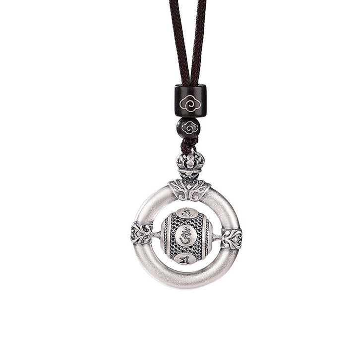 Buddha Stones 999 Sterling Silver Om Mani Padme Hum Engraved Wisdom Necklace Rope Pendant - image 7
