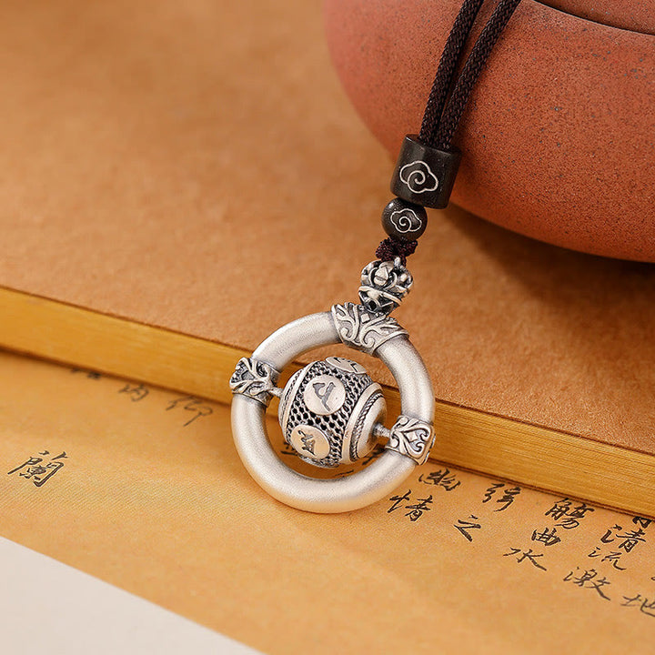 Buddha Stones 999 Sterling Silver Om Mani Padme Hum Engraved Wisdom Necklace Rope Pendant - image 2