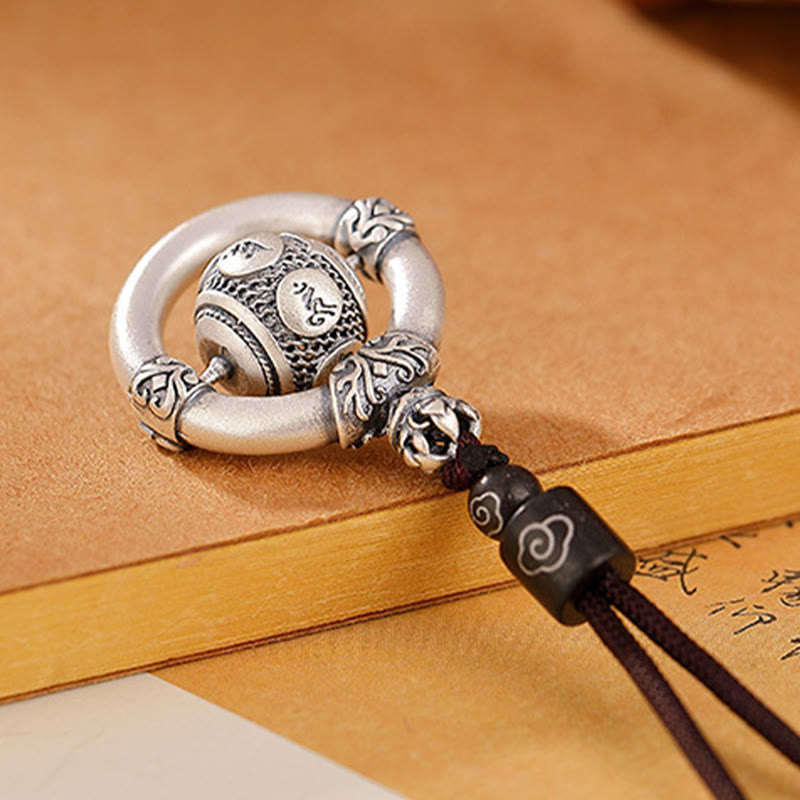 Buddha Stones 999 Sterling Silver Om Mani Padme Hum Engraved Wisdom Necklace Rope Pendant - image 4