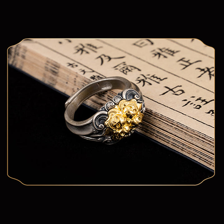 Buddha Stones 925 Sterling Silver Tibetan Skull Protection Adjustable Ring - image 6