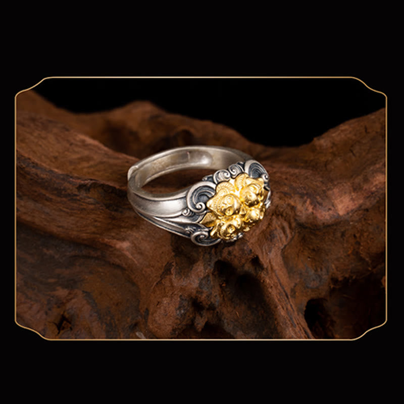 Buddha Stones 925 Sterling Silver Tibetan Skull Protection Adjustable Ring - image 5