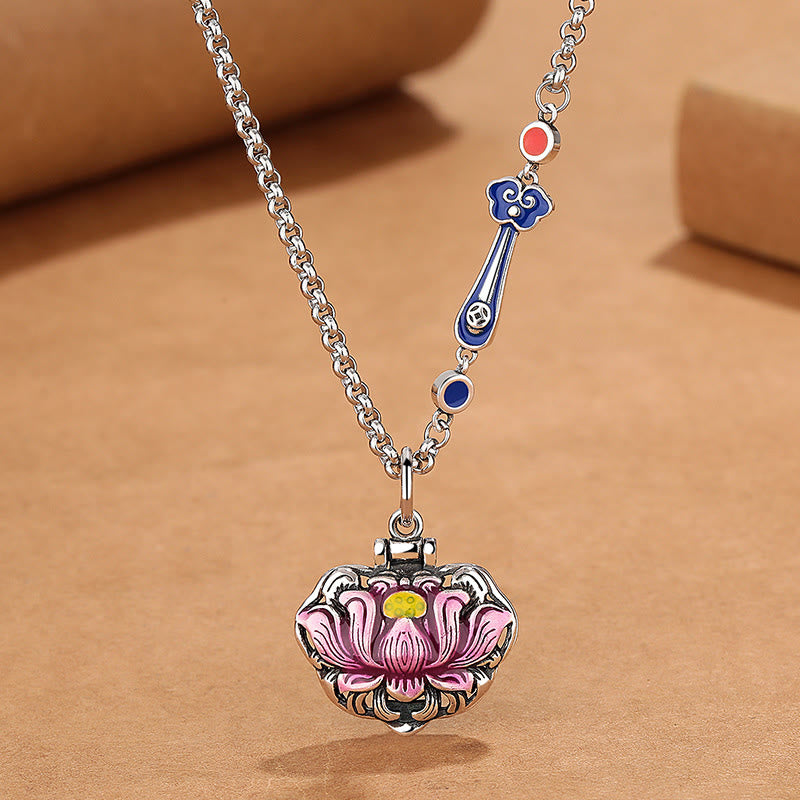 Buddha Stones Tibet Copper Lotus Luck New Begining Necklace Pendant - image 1