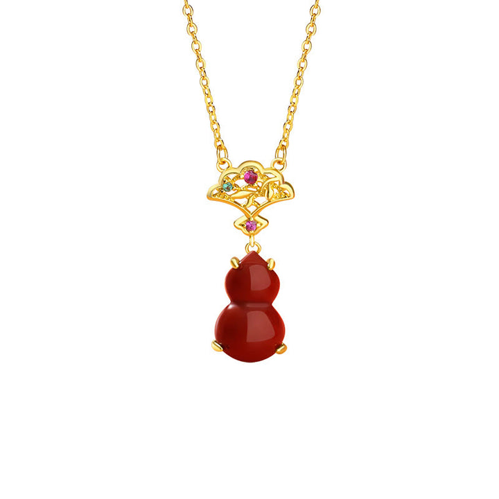 Buddha Stones 925 Sterling Silver Red Agate Gourd Auspicious Clouds Confidence Bracelet Necklace Pendant Earrings Set - image 7