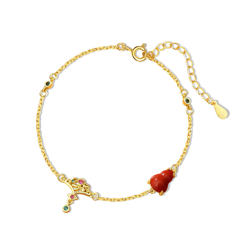 Buddha Stones 925 Sterling Silver Red Agate Gourd Auspicious Clouds Confidence Bracelet Necklace Pendant Earrings Set - Bracelet(Wrist Circumference 14-16cm) - image 8