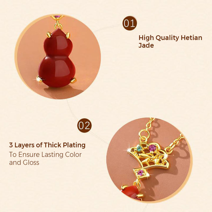 Buddha Stones 925 Sterling Silver Red Agate Gourd Auspicious Clouds Confidence Bracelet Necklace Pendant Earrings Set - image 5