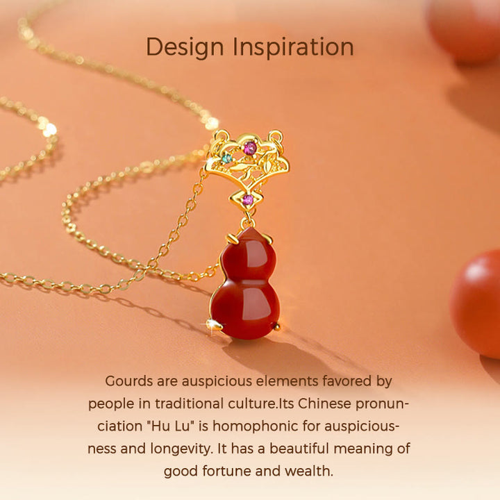 Buddha Stones 925 Sterling Silver Red Agate Gourd Auspicious Clouds Confidence Bracelet Necklace Pendant Earrings Set - image 4