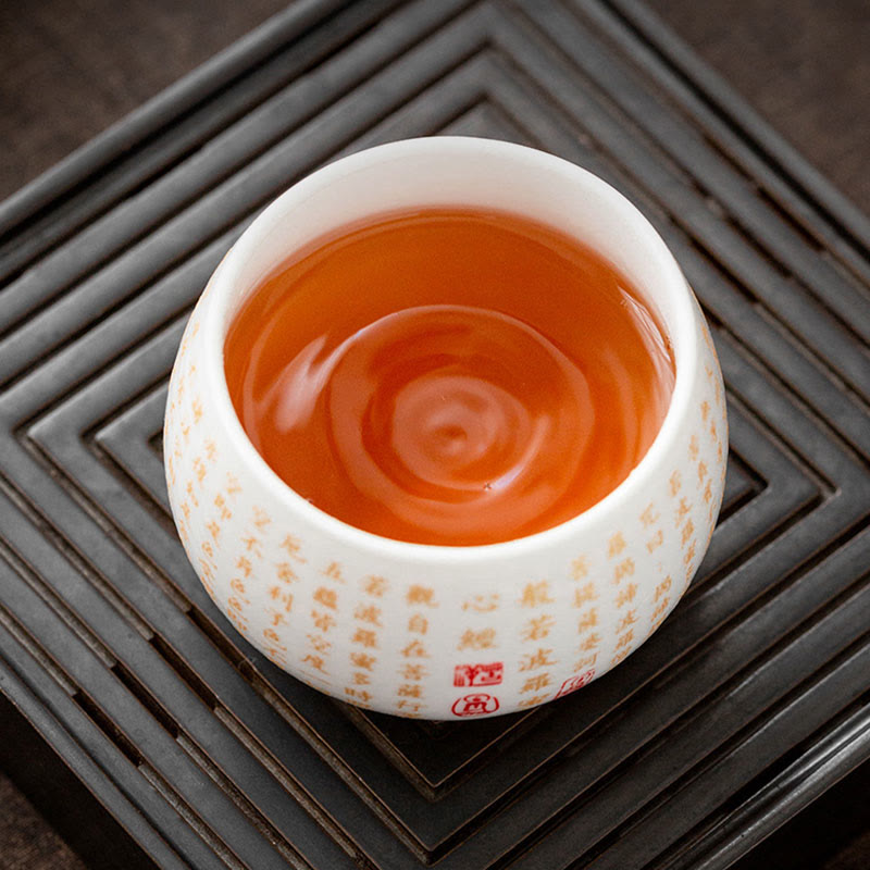 Buddha Stones Buddhist Heart Sutra Small Fu Character Ceramic Gaiwan Teacup Kung Fu Tea Cup And Saucer With Lid - image 3