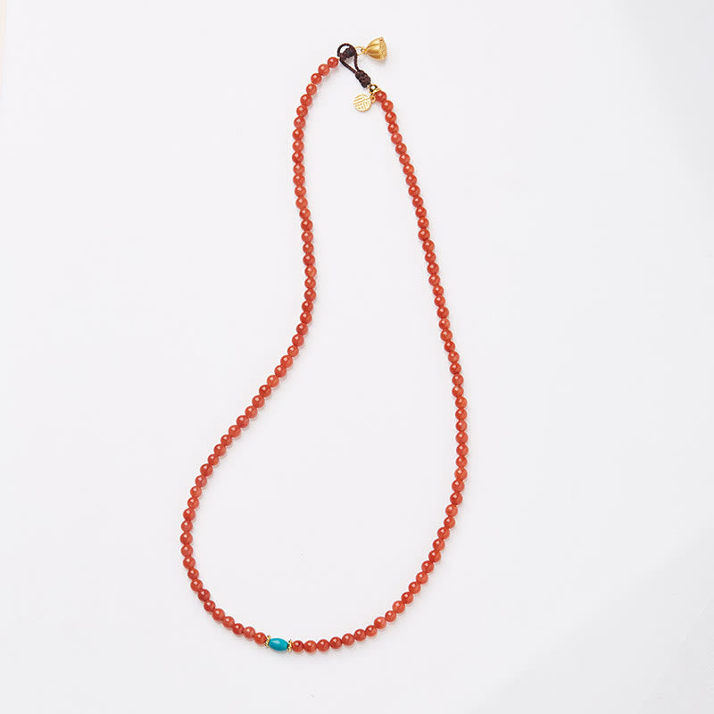 Buddha Stones 925 Sterling Silver Plated Gold Natural Red Agate Turquoise Confidence Bracelet Necklace Pendant Ring Set - image 5