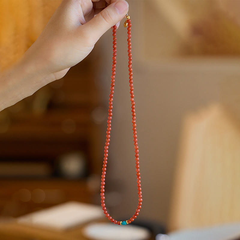 Buddha Stones 925 Sterling Silver Plated Gold Natural Red Agate Turquoise Confidence Bracelet Necklace Pendant Ring Set - image 4