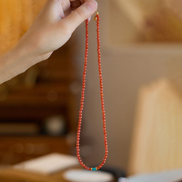 Buddha Stones 925 Sterling Silver Plated Gold Natural Red Agate Turquoise Confidence Bracelet Necklace Pendant Ring Set - image 4