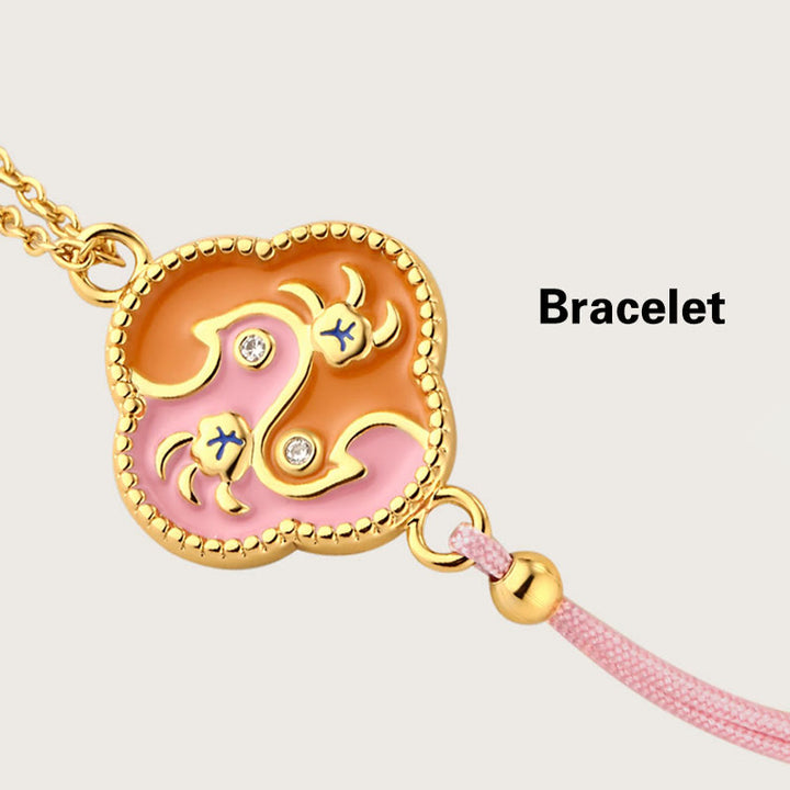 Buddha Stones 18K Gold Plated Copper Two Birds Zircon Healing Necklace Pendant Bracelet Earrings Set - image 9