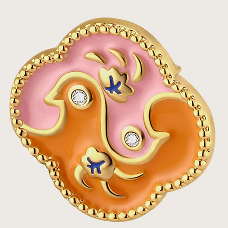 Buddha Stones 18K Gold Plated Copper Two Birds Zircon Healing Necklace Pendant Bracelet Earrings Set - image 14