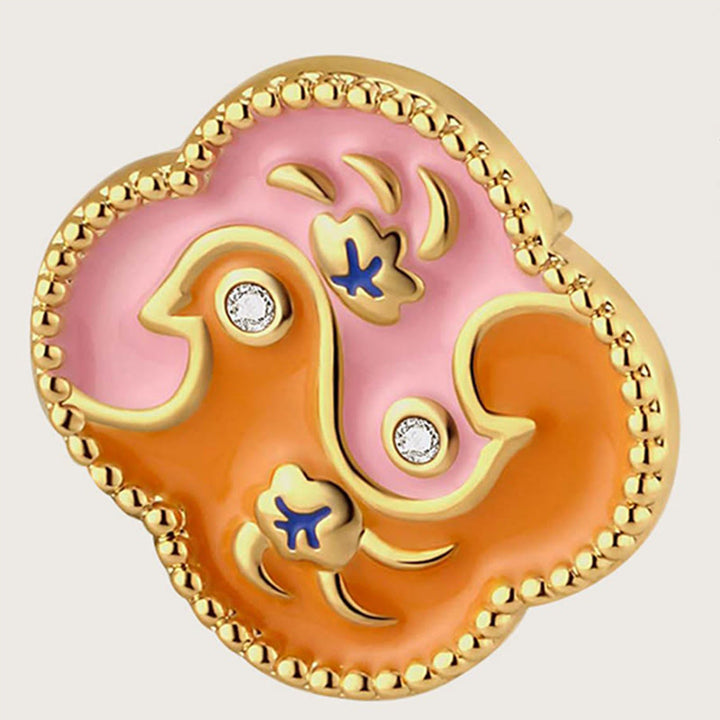 Buddha Stones 18K Gold Plated Copper Two Birds Zircon Healing Necklace Pendant Bracelet Earrings Set - image 14