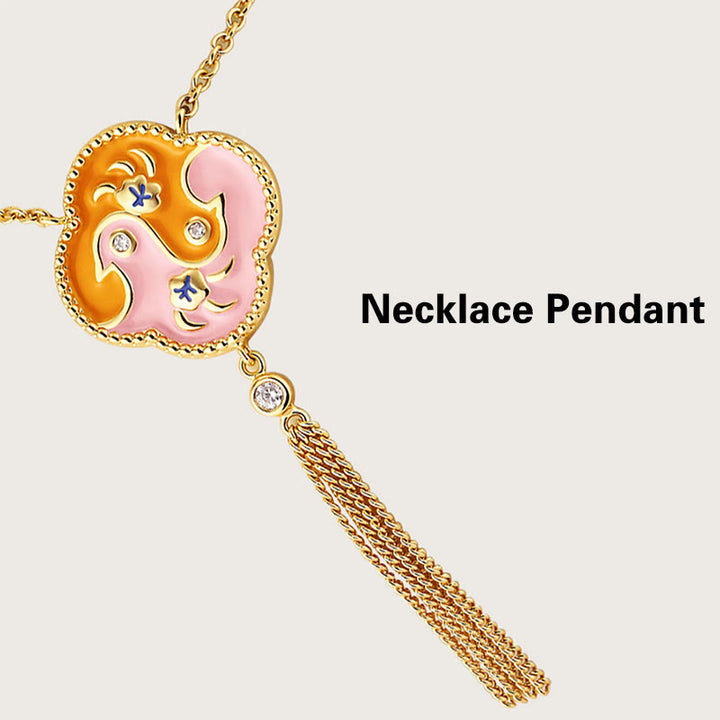 Buddha Stones 18K Gold Plated Copper Two Birds Zircon Healing Necklace Pendant Bracelet Earrings Set - image 6
