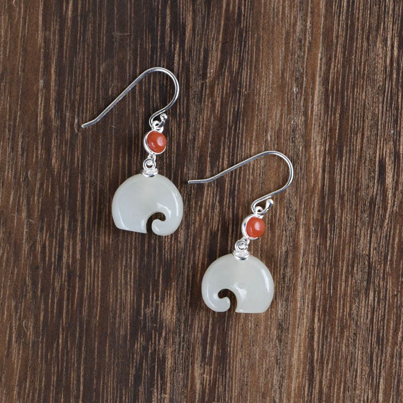 Buddha Stones 925 Sterling Silver Elephant Hetian Jade Abundance Necklace Pendant Bracelet Ring Earrings Set - image 13