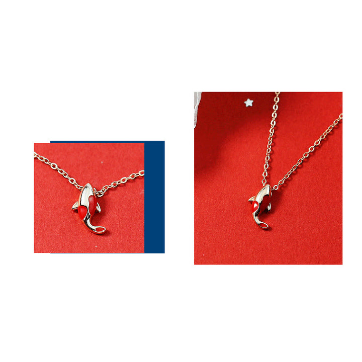 Buddha Stones Copper Koi Fish Wealth Necklace Pendant Red Rope Bracelet Earrings Set - image 12