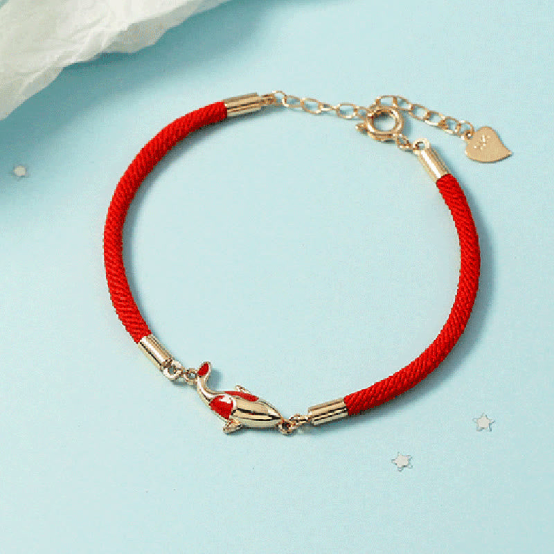 Buddha Stones Copper Koi Fish Wealth Necklace Pendant Red Rope Bracelet Earrings Set - image 2