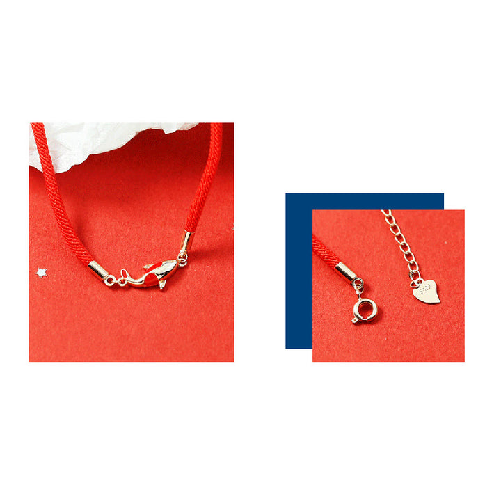 Buddha Stones Copper Koi Fish Wealth Necklace Pendant Red Rope Bracelet Earrings Set - image 6