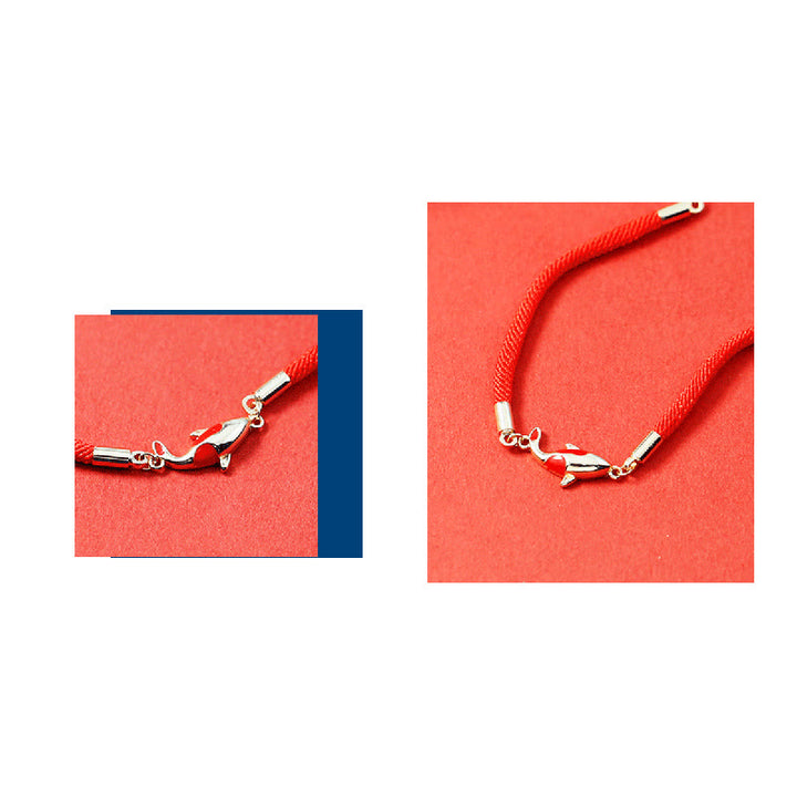 Buddha Stones Copper Koi Fish Wealth Necklace Pendant Red Rope Bracelet Earrings Set - image 5