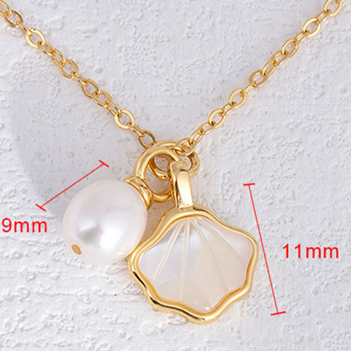 Buddha Stones Ginkgo Tridacna Stone Pearl Bead Copper Blessing Necklace Pendant Ring Earrings Set - image 5