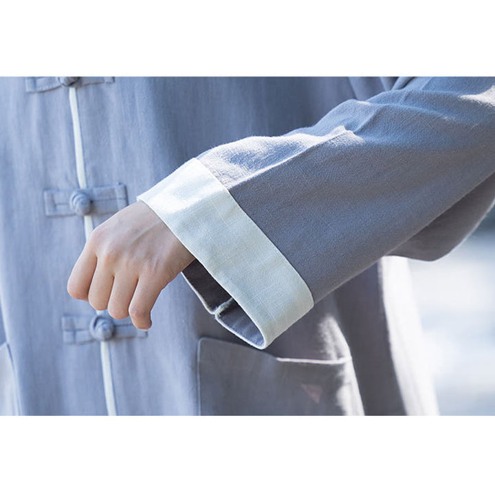 Buddha Stones 2Pcs Frog-Button Long Sleeve Shirt Top Pants Meditation Zen Tai Chi Cotton Linen Clothing Women's Set - image 12