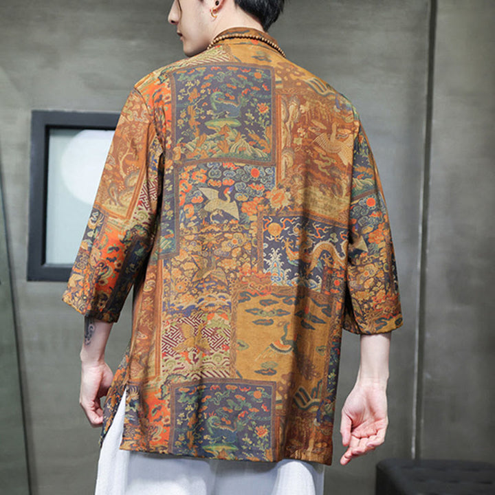 Buddha Stones Landscape Chinese Dragon Pattern Chinese Three Quarter Sleeve Shirt Men T-shirt - image 15