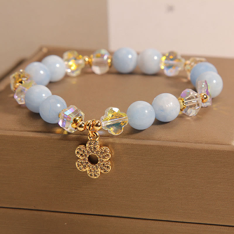 Buddha Stones Natural Aquamarine Flower Healing Crystal Bracelet - image 1